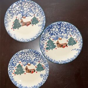 3 “Cabin In The Snow”by Tienshan w/Blue Sponge, Cabin, & Christmas Trees